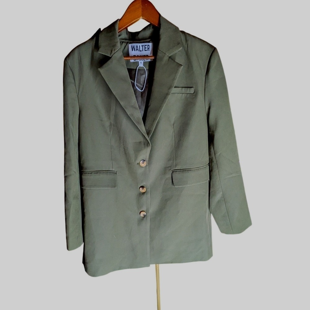 Walter Baker Womens Olive Green Three Button Blazer Jacket W30474 Size S